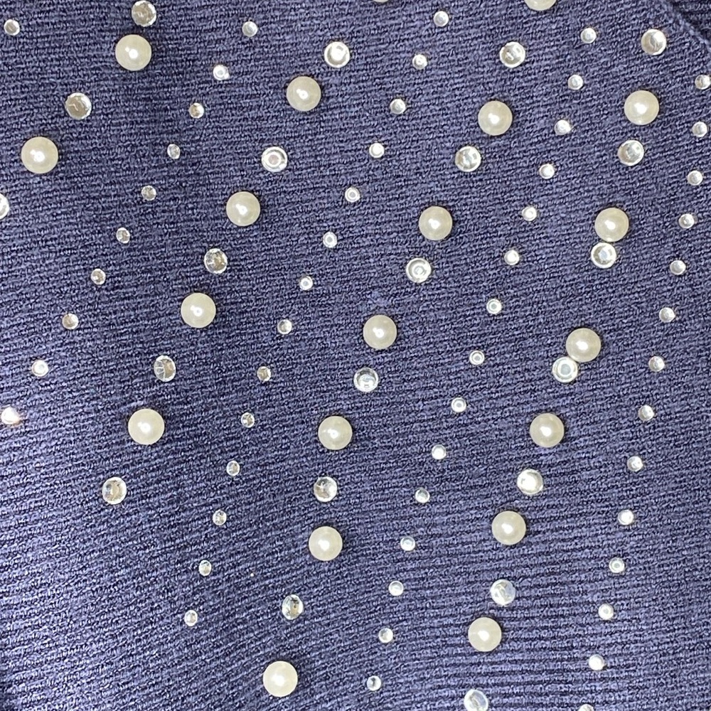 NWT Liv Milano V-neck Sweater Embellished with Rhinestones & Pearls Size XL - Picture 9 of 10